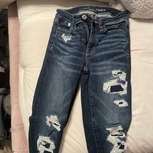 American Eagle Dark Distressed Skinny Jeans